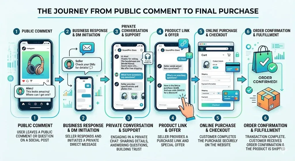 A map of a sales funnel using automated messages