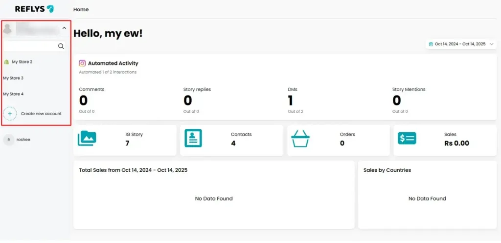 Accounts Panel In Reflys Dashboard
