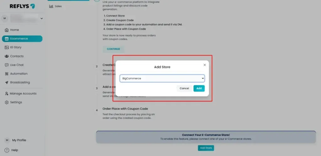 Add BigCommerce Store