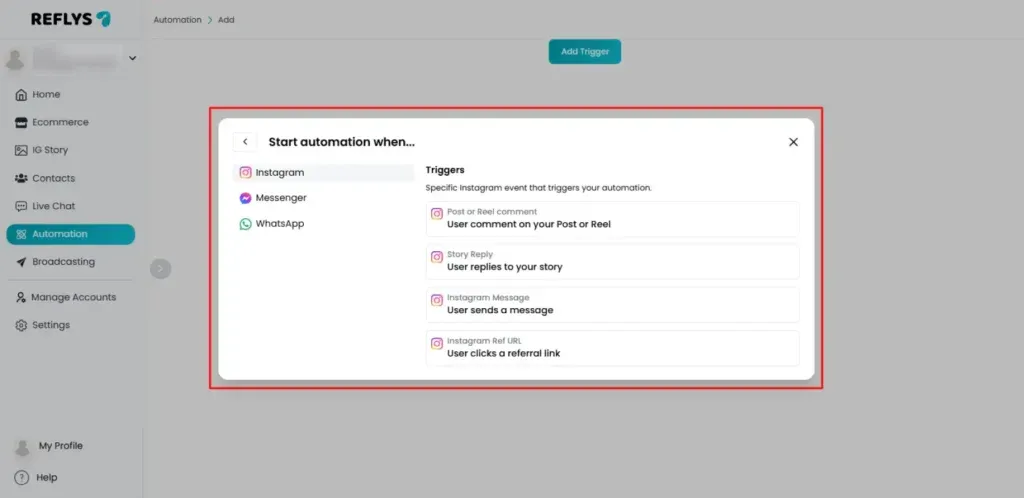Add Triggers in Automation