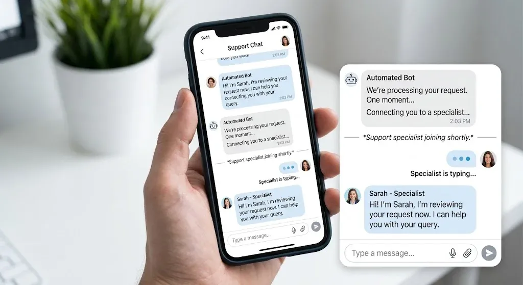 Automated human handoff chat flow on an Official WhatsApp Business API