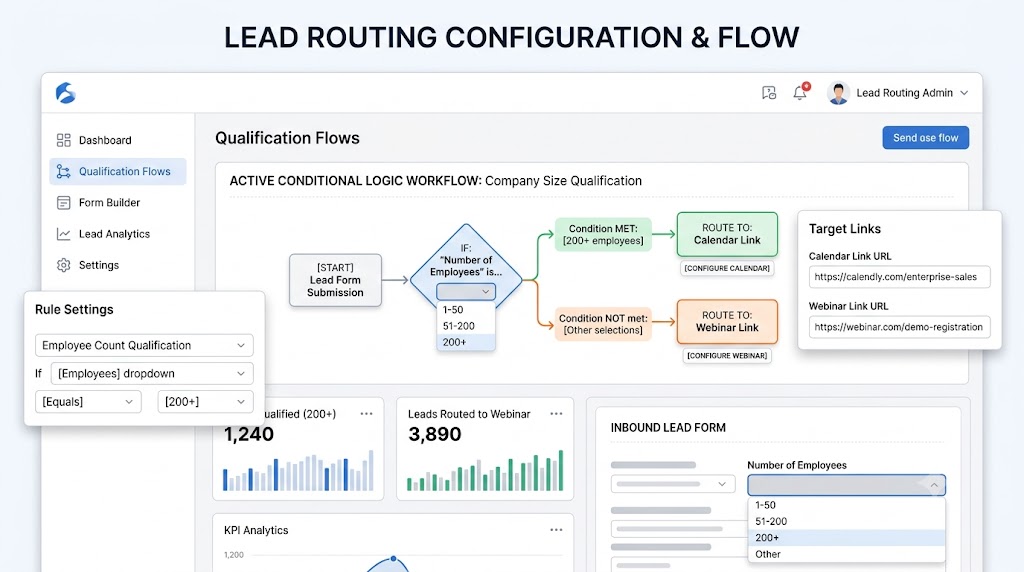 B2B marketing bot conditional logic routing flow