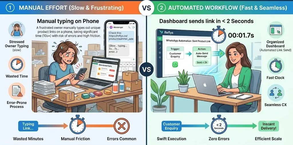 Chart comparing manual Instagram inbox management to automated message replies