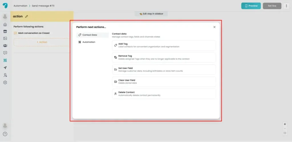 Contact Data in Action Buttons