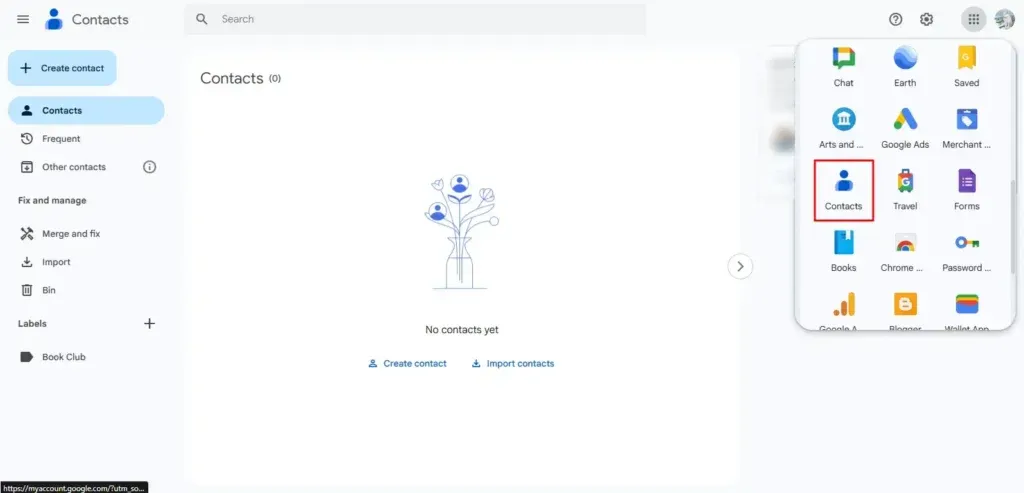 Contacts of Google