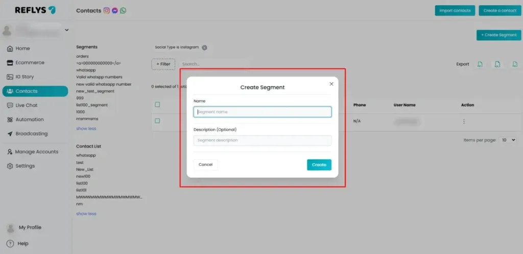 Create and Save the Segments in Reflys