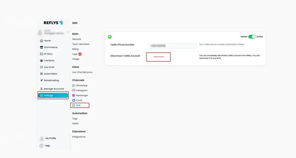 Disconnect twilio image
