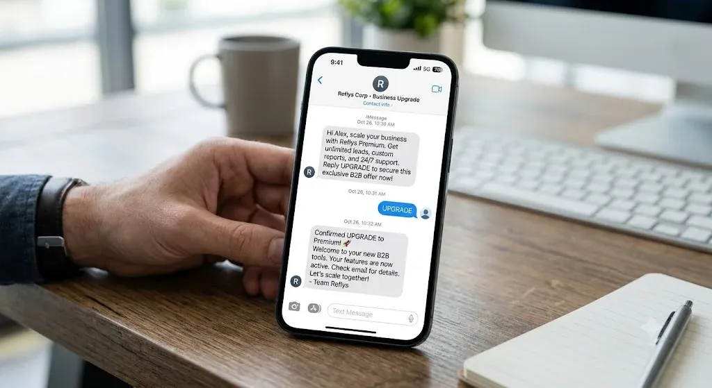 Displaying a B2B Text to Upgrade SMS sequence