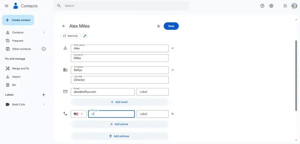 Edit Google Contact