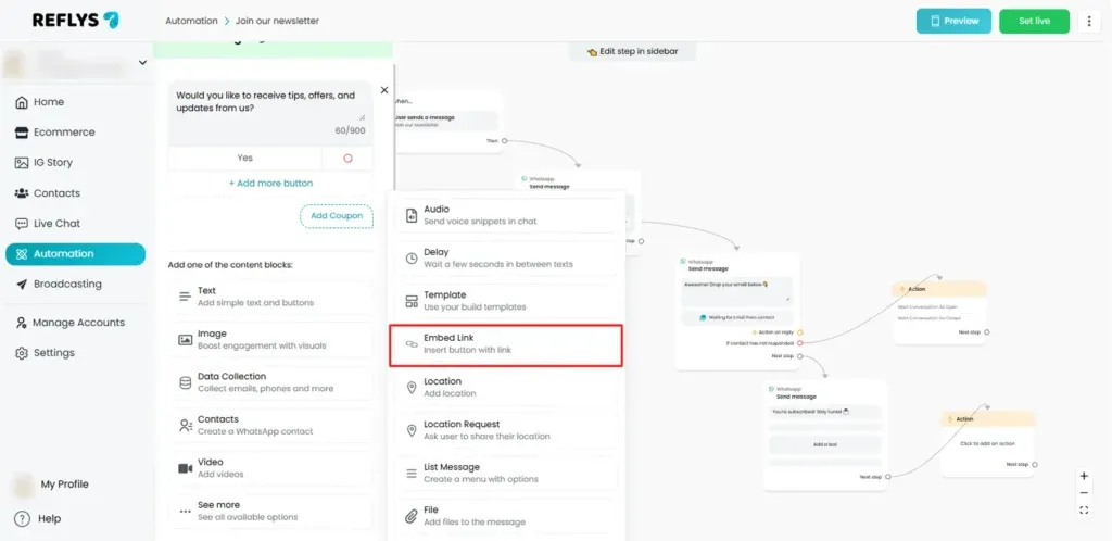 Embed Link in Automation