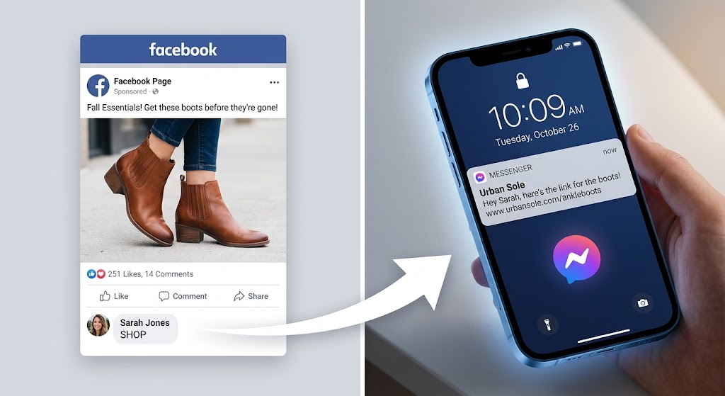 Facebook comments converting into Messenger DMs for an e-commerce store