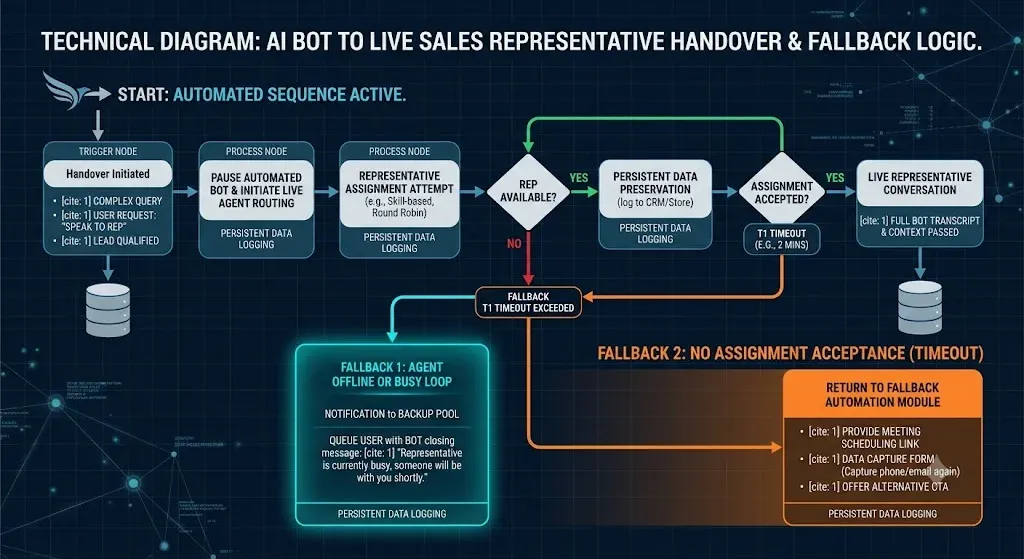 Fallback routing diagram for chat automation failures