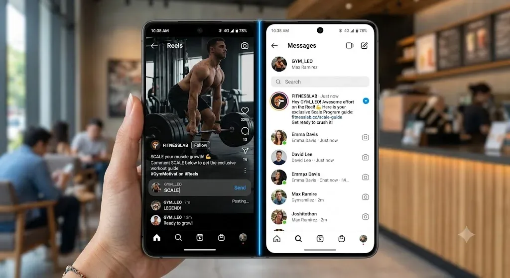 Instagram auto-replies capturing a new lead via DM