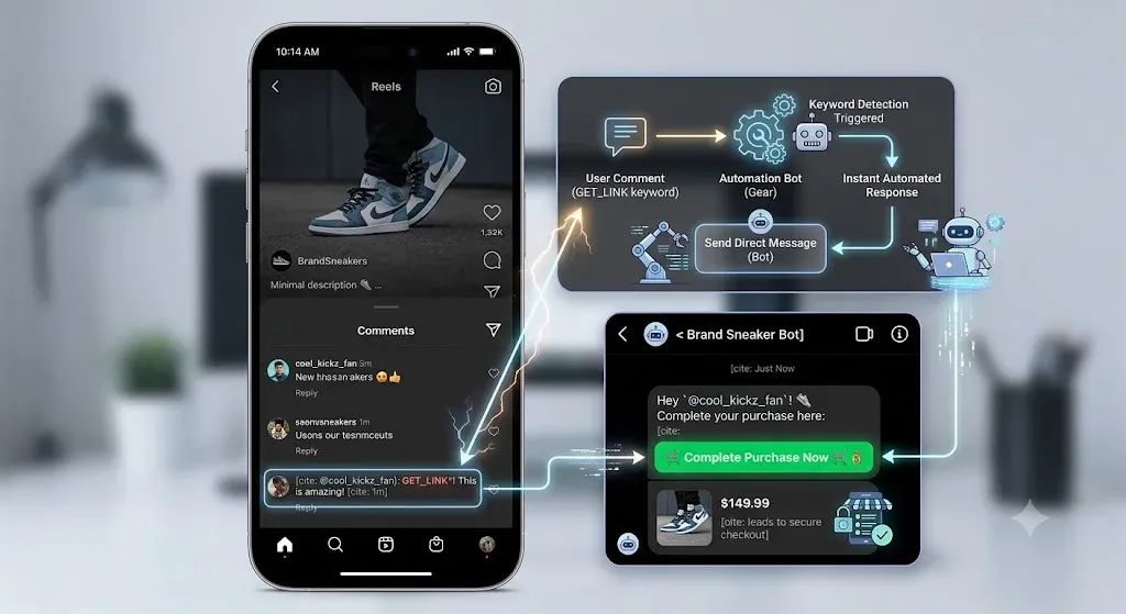 Instagram comment to DM automation using a chat response ai