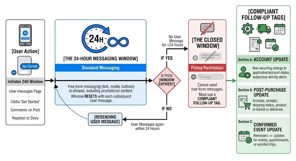 Meta API 24-hour messaging window for an instagram bots strategy