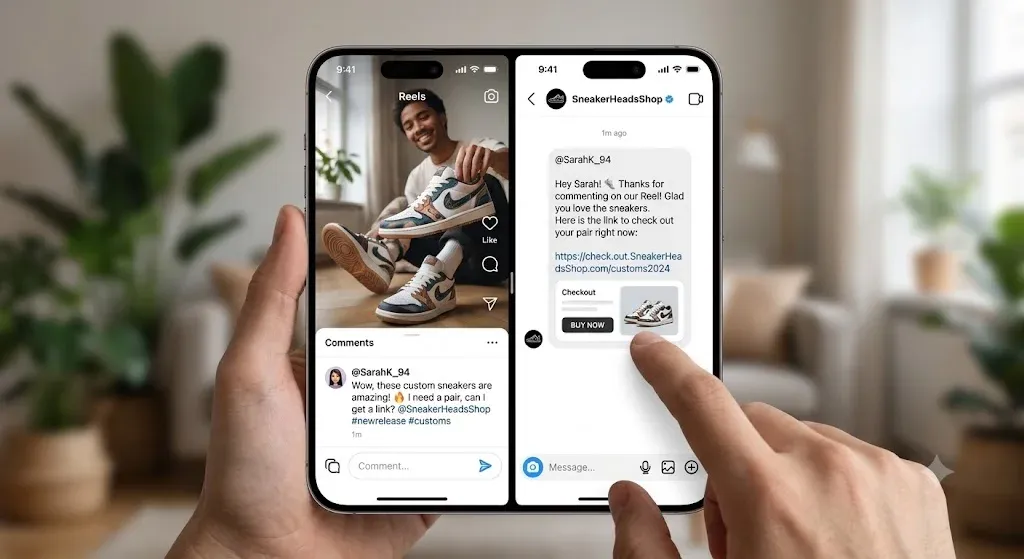 Mobile screen preview of companies using AI in marketing for direct message automation