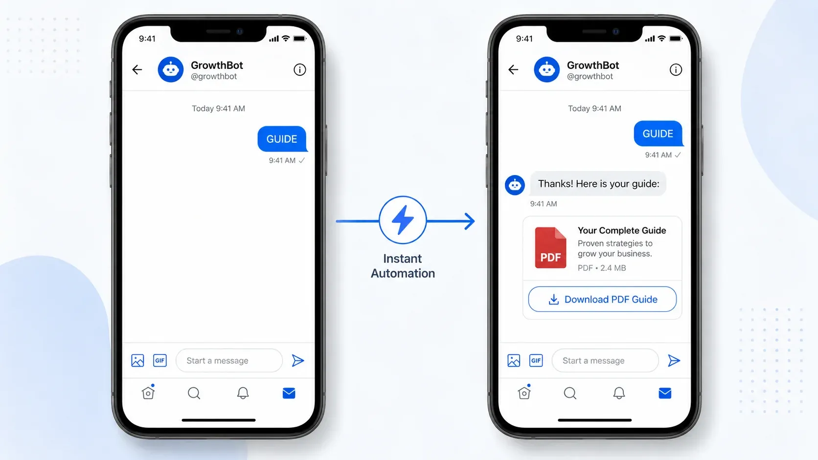Mobile view of an inbound DM trigger using tiktok marketing tools