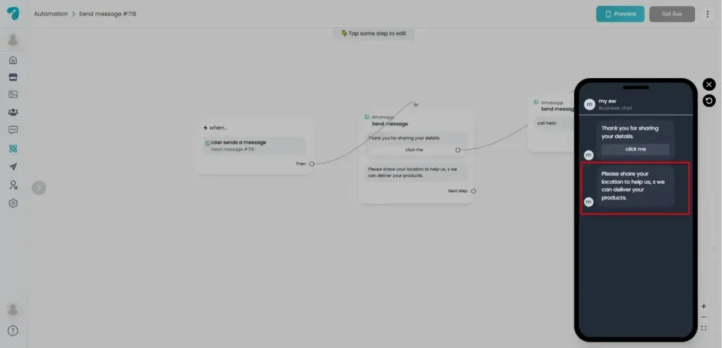 Preview Flow of Location Block in Reflys