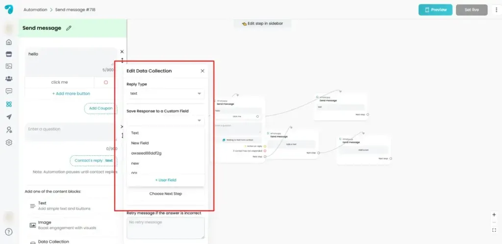 Saving Responses to Custom Fields