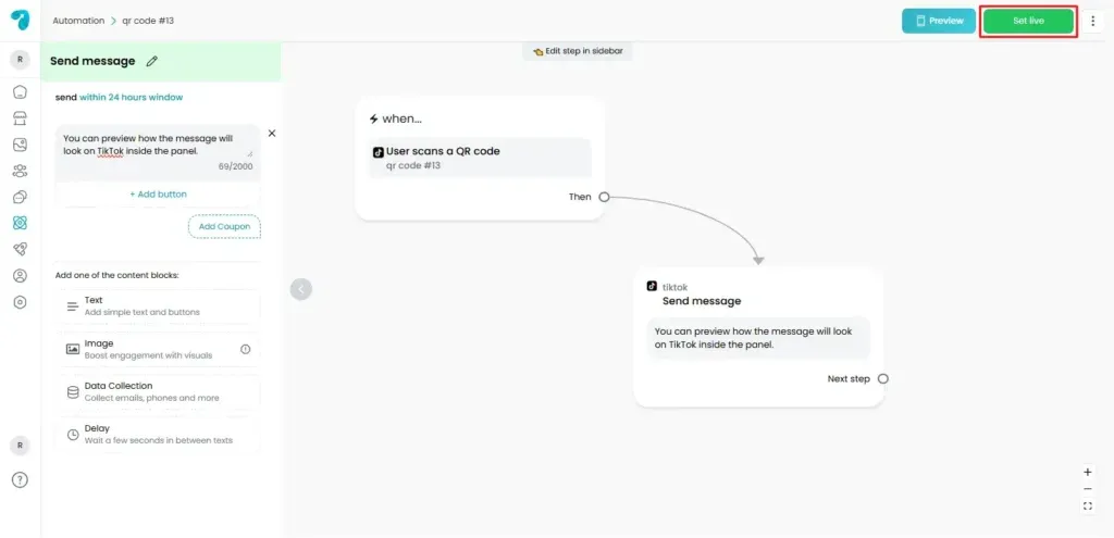 Set Up Live TikTok QR Code Trigger in Reflys