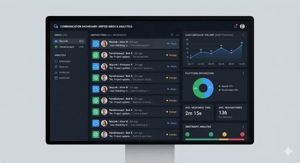 Unified inbox dashboard for managing fb messenger instagram messages