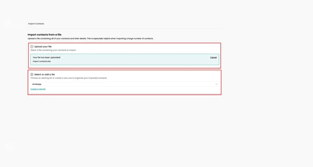 Upload your CSV image