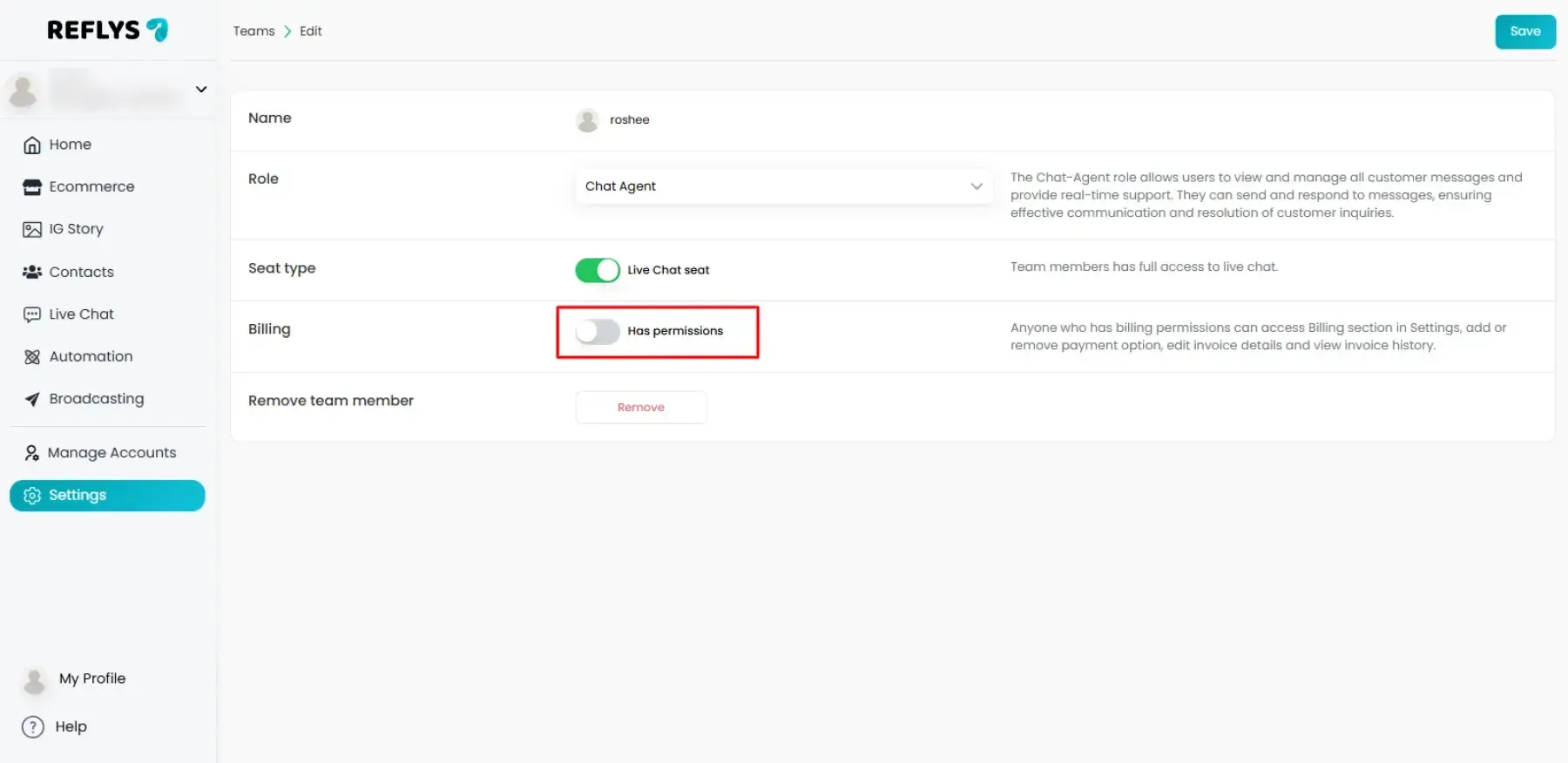 User Roles and Team Management Billing Permissions