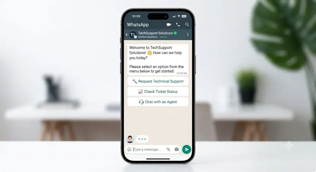 User interface of an automated WhatsApp lead generation chat on mobile