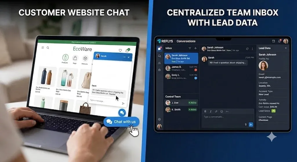 WhatsApp customer care software interface mapping user data to agent view