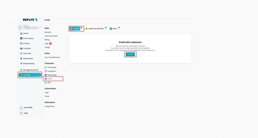 click on Email image