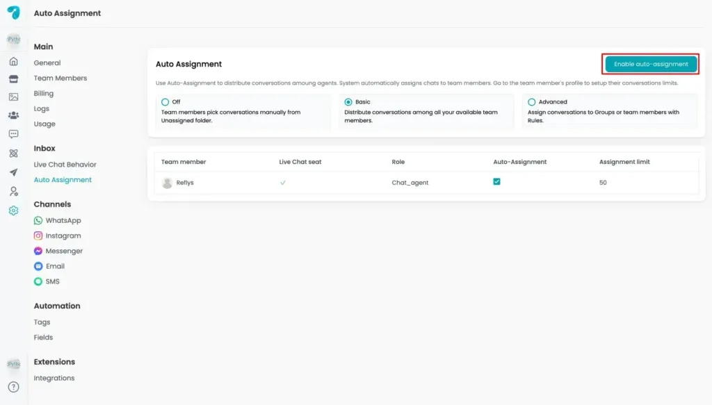Configure Basic Mode of Auto Chat