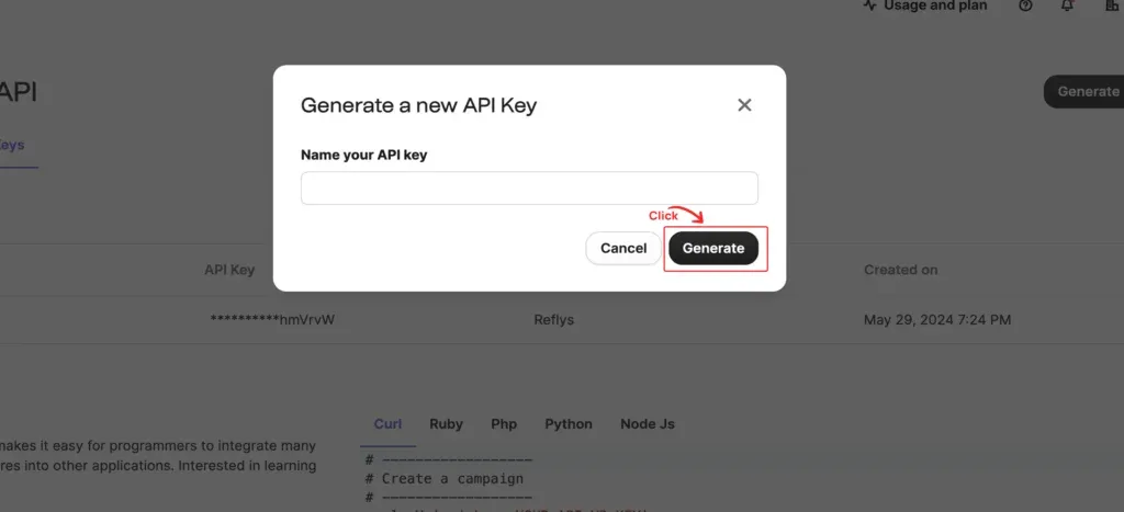 Generate API Key