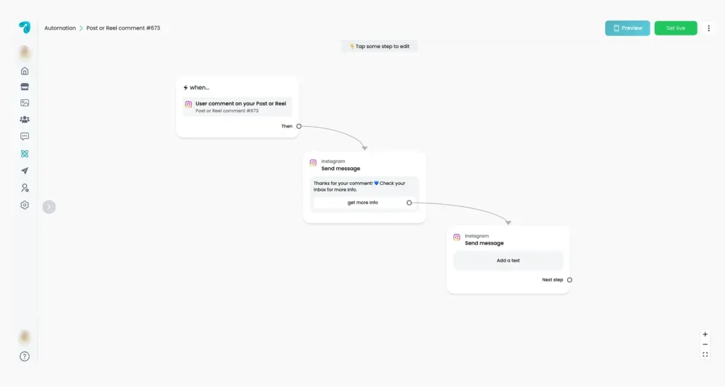 add an instagram messsage node image
