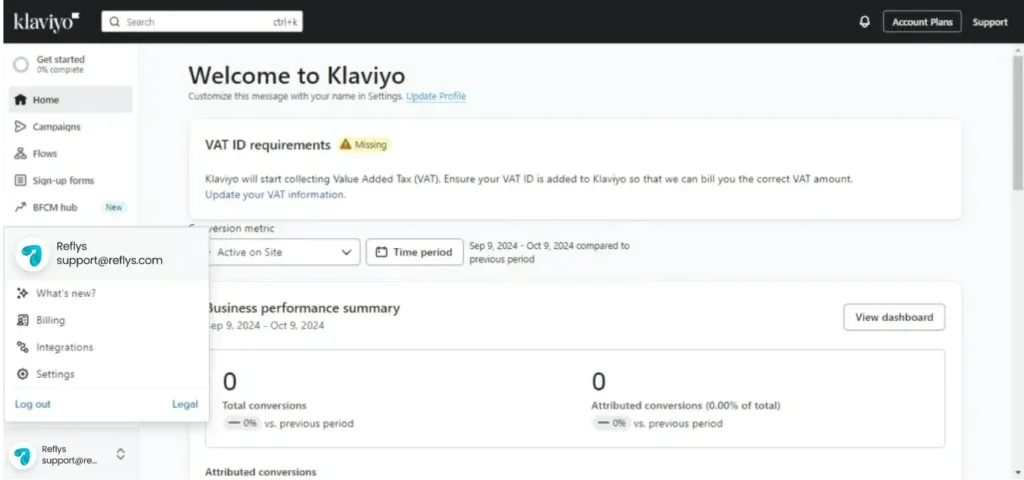 Klaviyo Dashboard