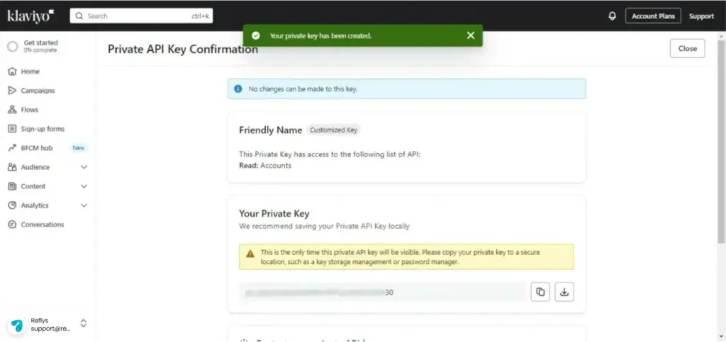 Klaviyo Private API Key