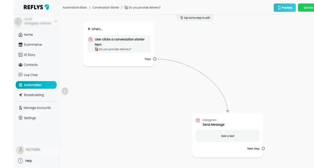 Live instagram automation
