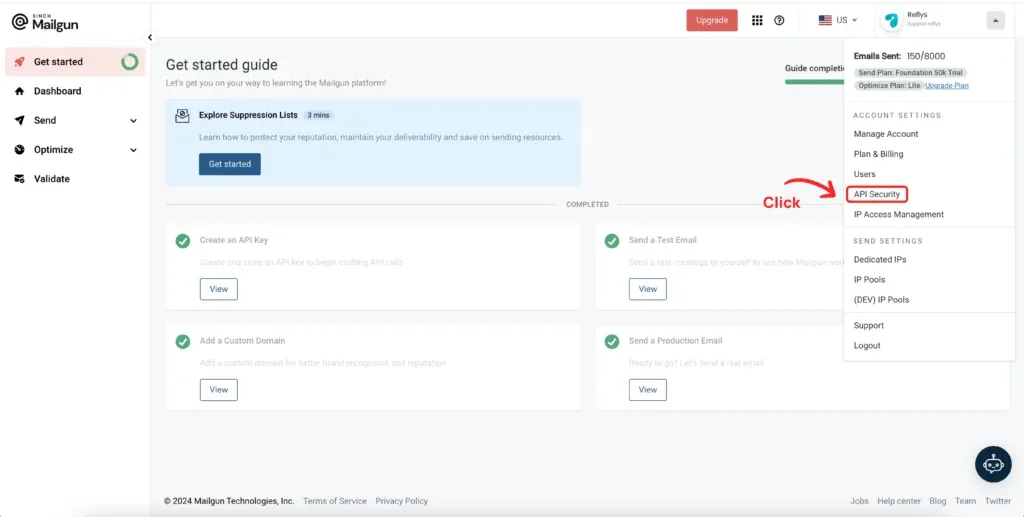 Mailgun Account Overview